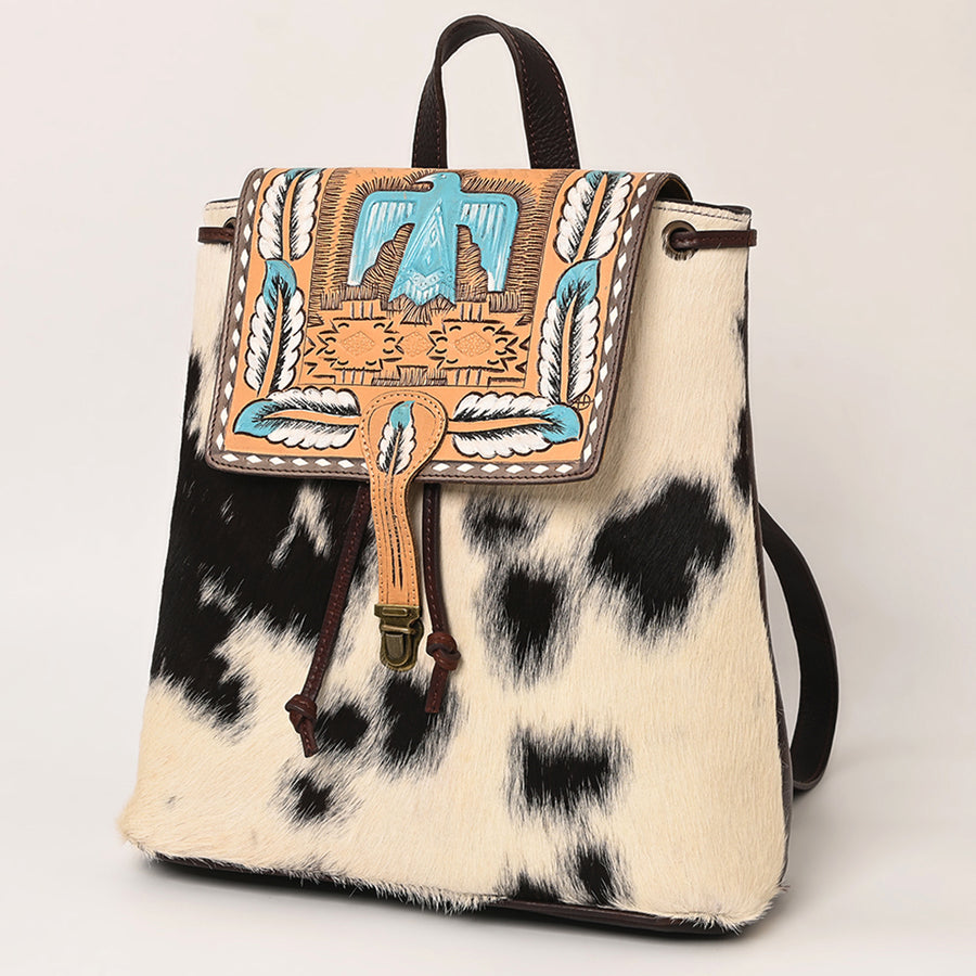 American Darling Backpack Hand Tooled Hair on Genuine Leather Western Women Bag | for Laptop School Purse Travel - Uhorse