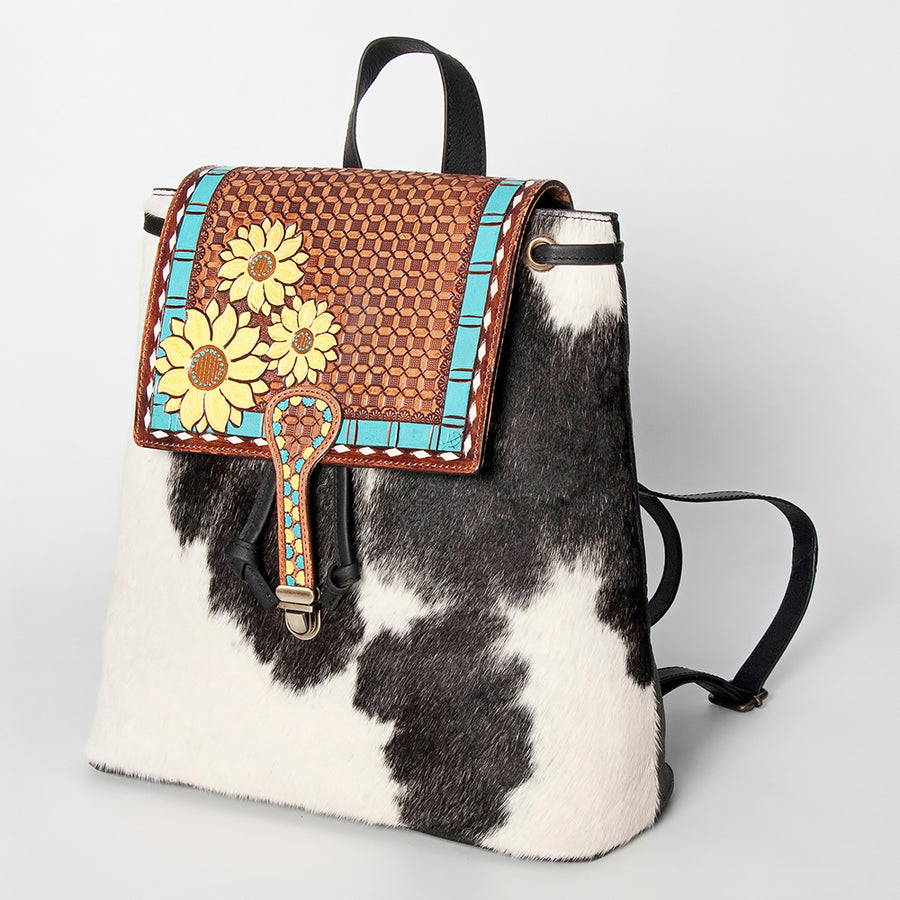 American Darling Backpack Hand Tooled Hair on Genuine Leather Western Women Bag | for Laptop School Purse Travel - Uhorse
