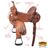 HILASON Flex Tree Western Horse Saddle in American Leather Barrel Trail | for Horses