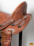 HILASON Flex Tree Western Horse Saddle in American Leather Barrel Trail | for Horses