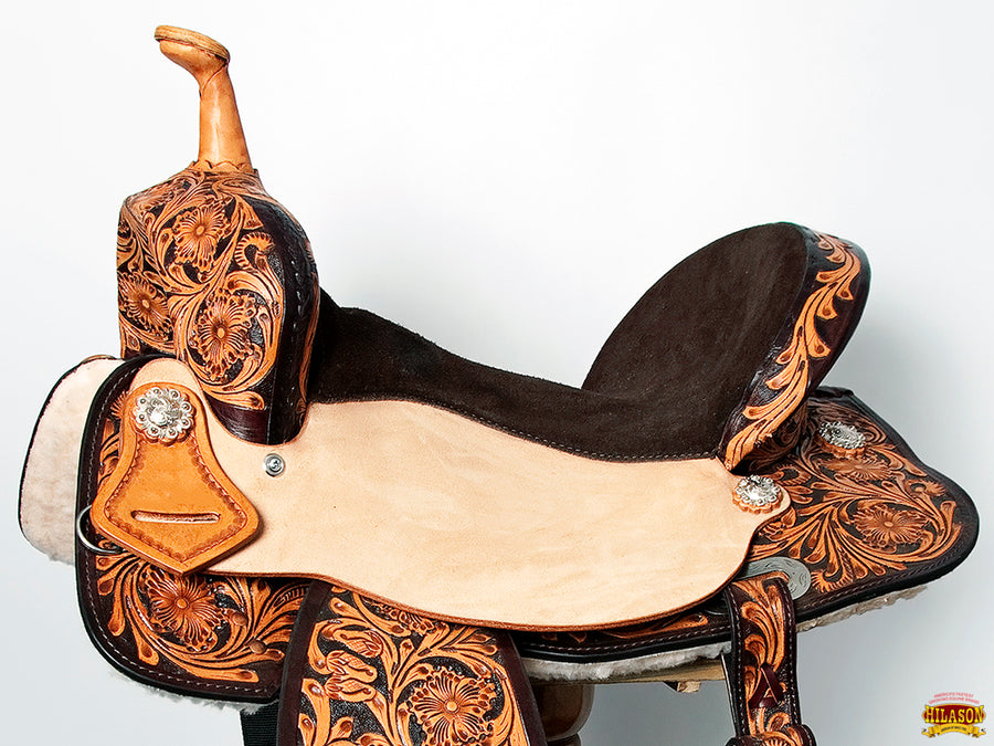 HILASON Flex Tree Western Horse Saddle in American Leather Barrel Trail | for Horses