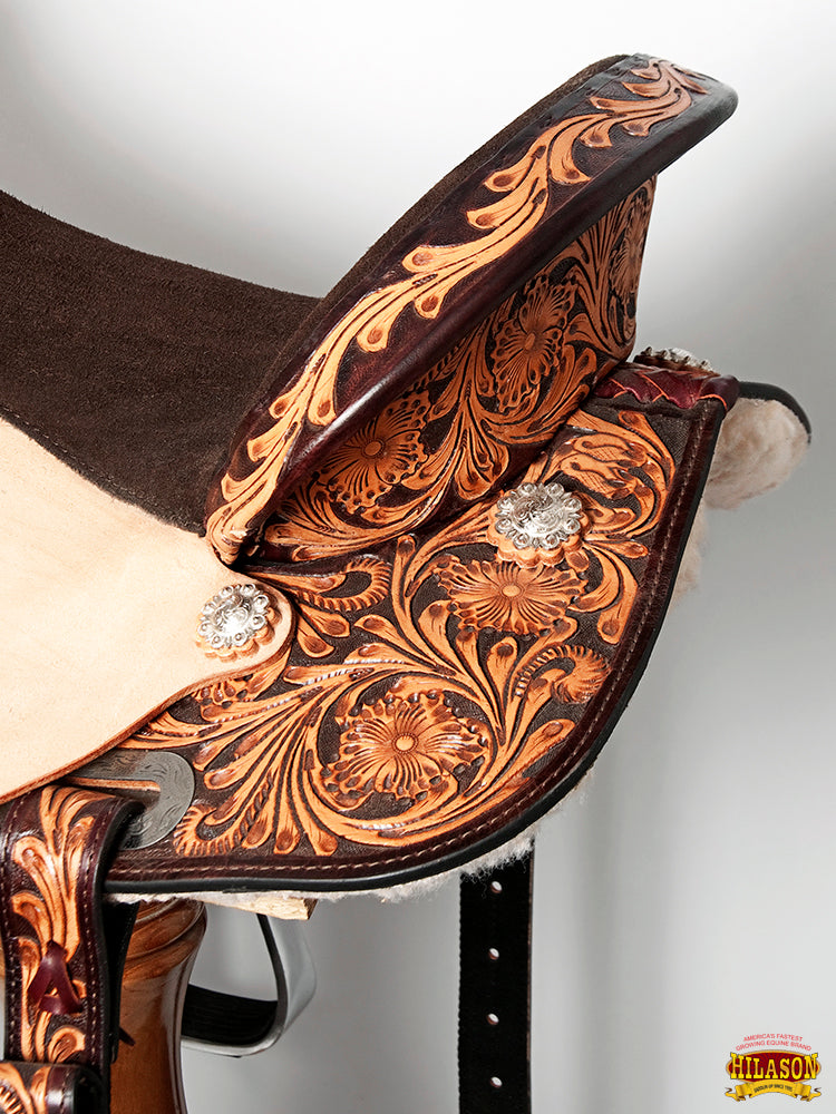 HILASON Flex Tree Western Horse Saddle in American Leather Barrel Trail | for Horses
