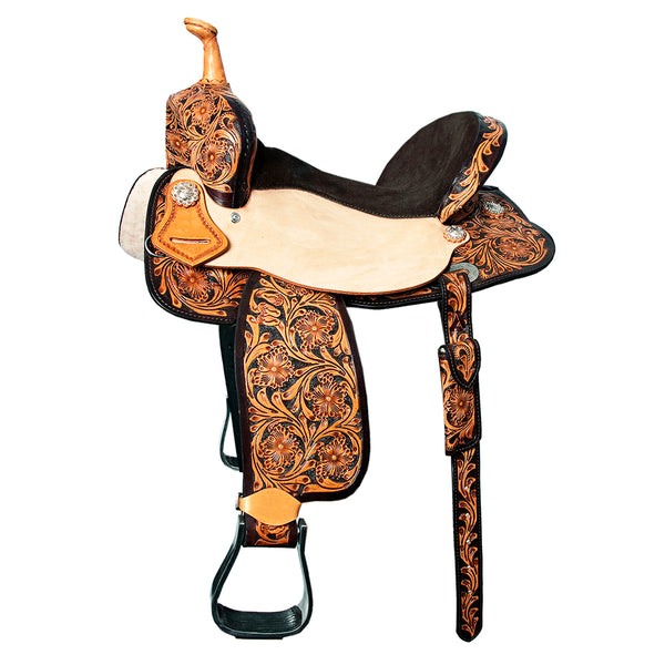 Flex Tree Western Horse Saddle In American Leather Barrel Trail Hilason - Uhorse