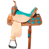 Flex Tree Western Horse Saddle In American Leather Barrel Trail Hilason