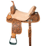 Flex Tree Western Horse Saddle In American Leather Barrel Trail Hilason