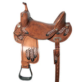 Flex Tree Western Horse Saddle In American Leather Barrel Trail Hilason