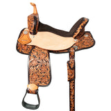 Flex Tree Western Horse Saddle In American Leather Barrel Trail Hilason