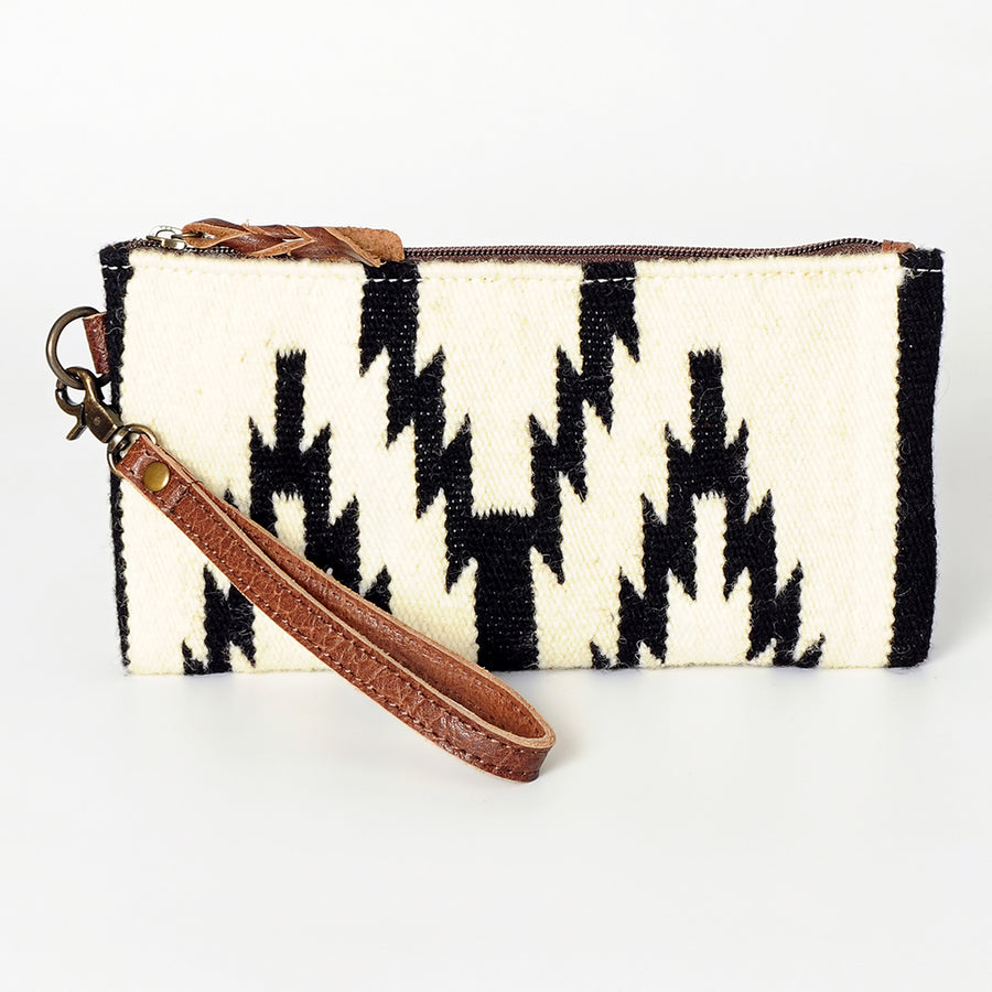 American Darling Wristlet Bag Handcrafted from Floral Embossed Damascus Genuine Leather with YKK Zipper and Wrist Strap