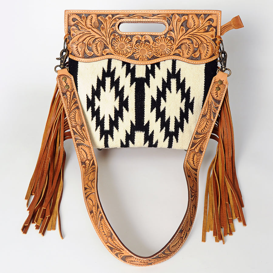American Darling Clutch Hand Tooled Saddle Blanket Fabric Genuine Leather Western Women Bag Handbag Purse | Purses for Cute