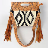 American Darling Clutch Hand Tooled Saddle Blanket Fabric Genuine Leather Western Women Bag Handbag Purse | Purses for Cute