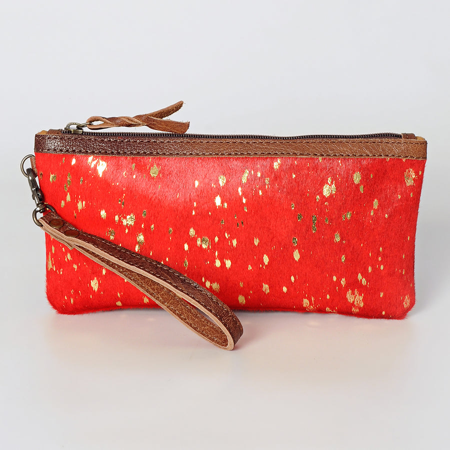 American Darling Wristlet Bag Handcrafted from Floral Embossed Damascus Genuine Leather with YKK Zipper and Wrist Strap