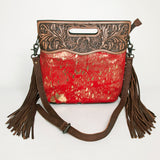 American Darling ADBGS146W Clutch Hand Tooled Hair On Genuine Leather Women Bag Western Handbag Purse