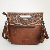 American Darling ADBGS146W Clutch Hand Tooled Hair On Genuine Leather Women Bag Western Handbag Purse