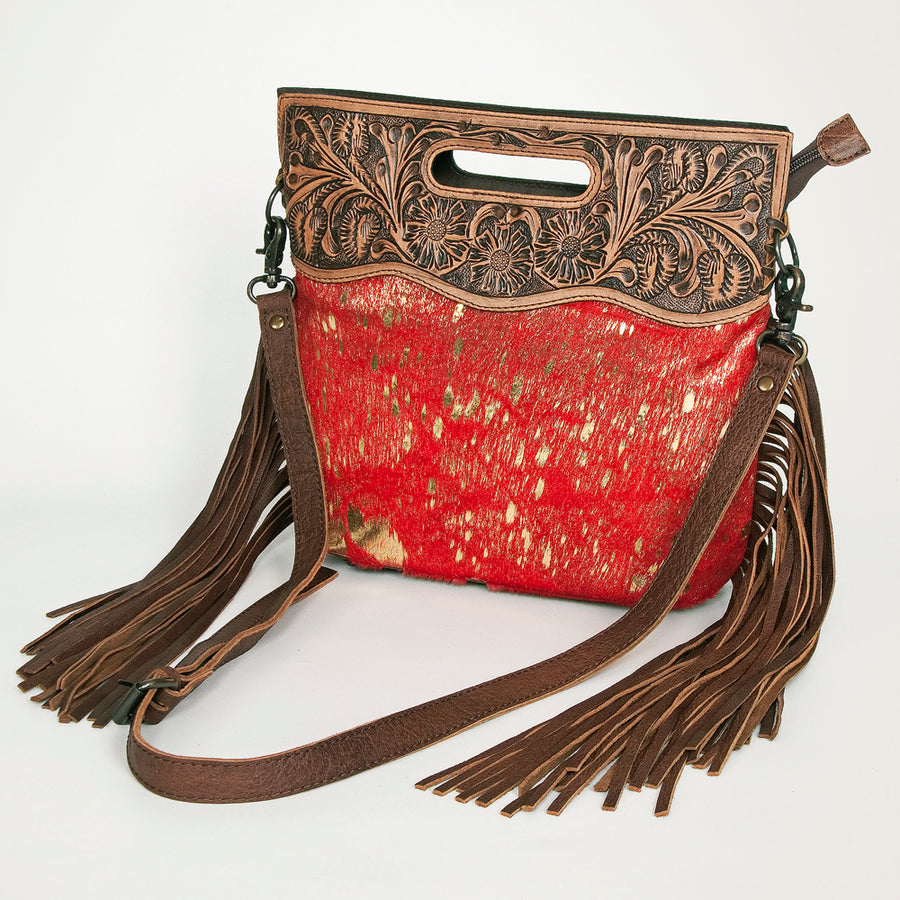 American Darling Clutch Hand Tooled Hair on Genuine Leather Western Women Bag Handbag Purse | Purses for Cute - Uhorse