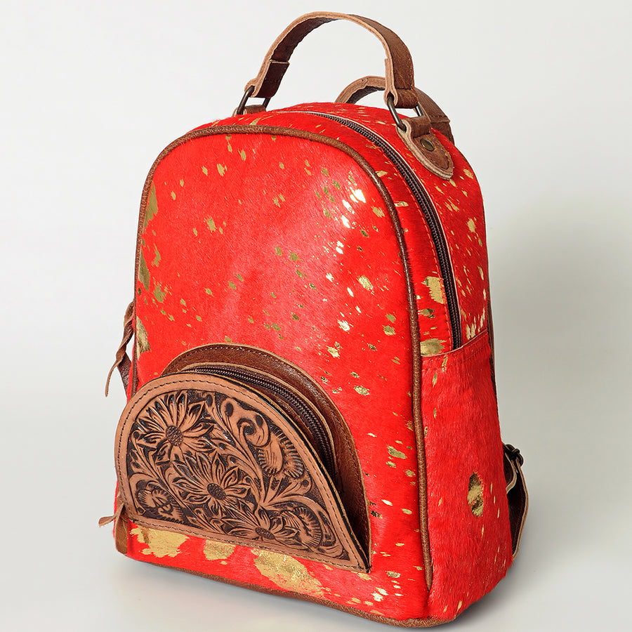American Darling Backpack Hand Tooled Hair on Genuine Leather Western Women Bag | for Laptop School Purse Travel - Uhorse