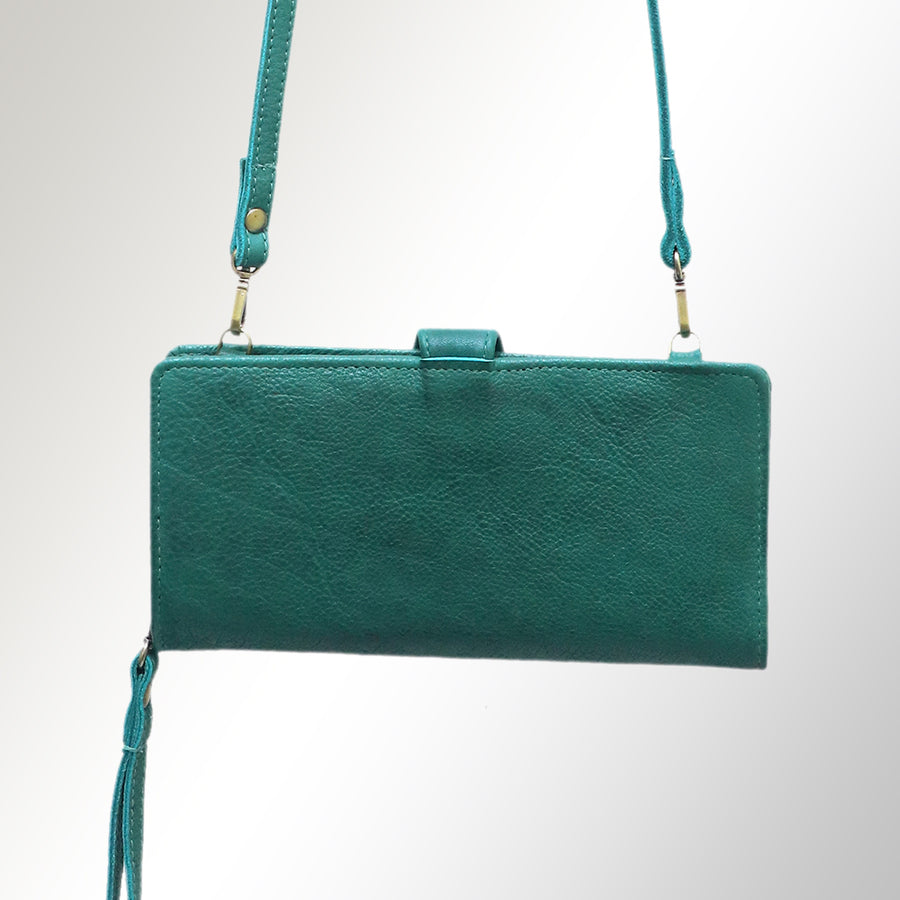 American Darling Wristlet Bag, Hand-Painted Genuine Leather, Western Vegetable Tanned Full Grain Leather Wallet Bag