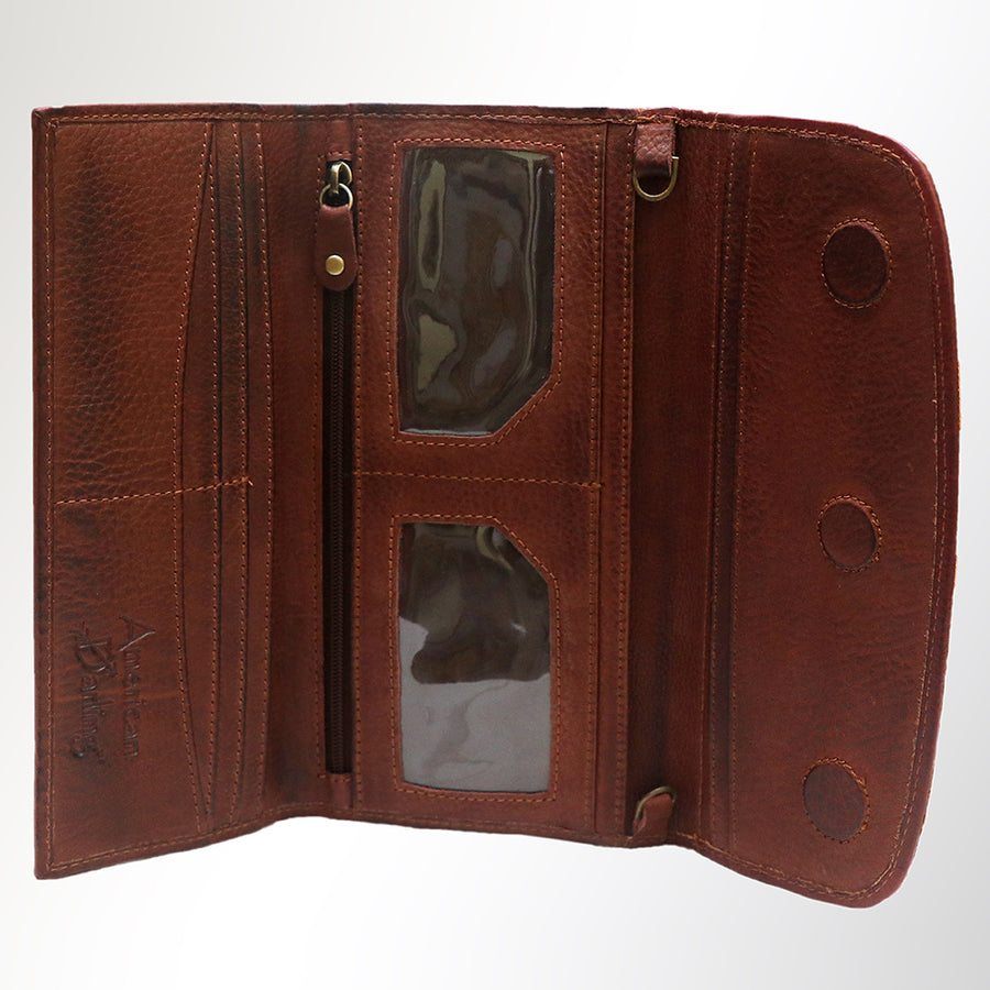 American Darling Small Cross body Bag Genuine Vegetable Tanned Leather Wallet Purse Western Handbag 4in x 1in x 8in