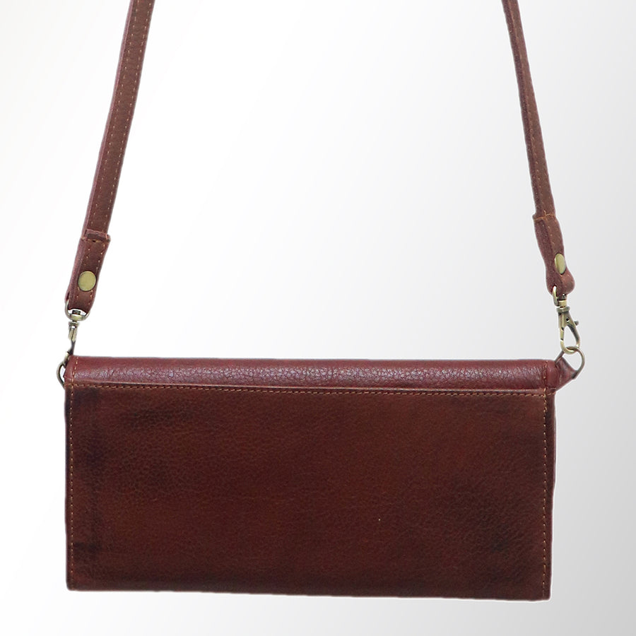 American Darling Small Cross body Bag Genuine Vegetable Tanned Leather Wallet Purse Western Handbag 4in x 1in x 8in