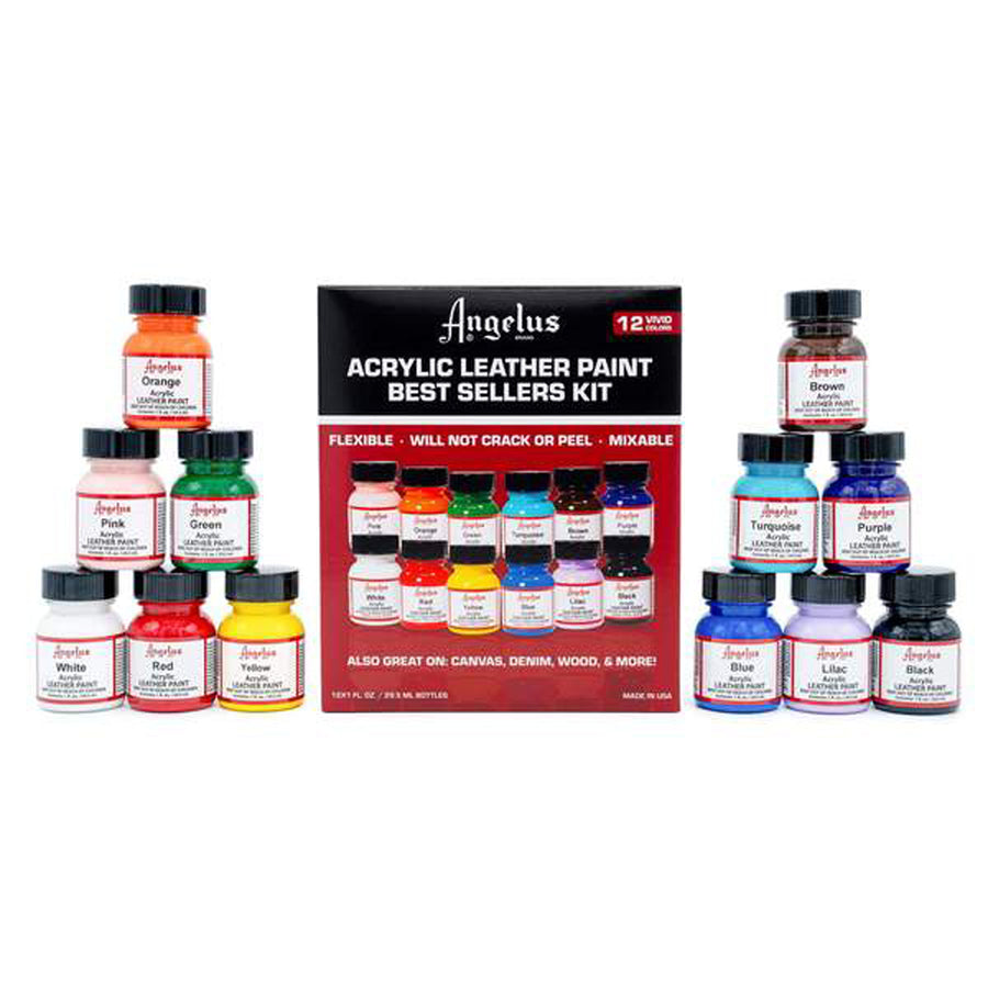 Angelus acrylic leather paint set, 12 colors - Uhorse