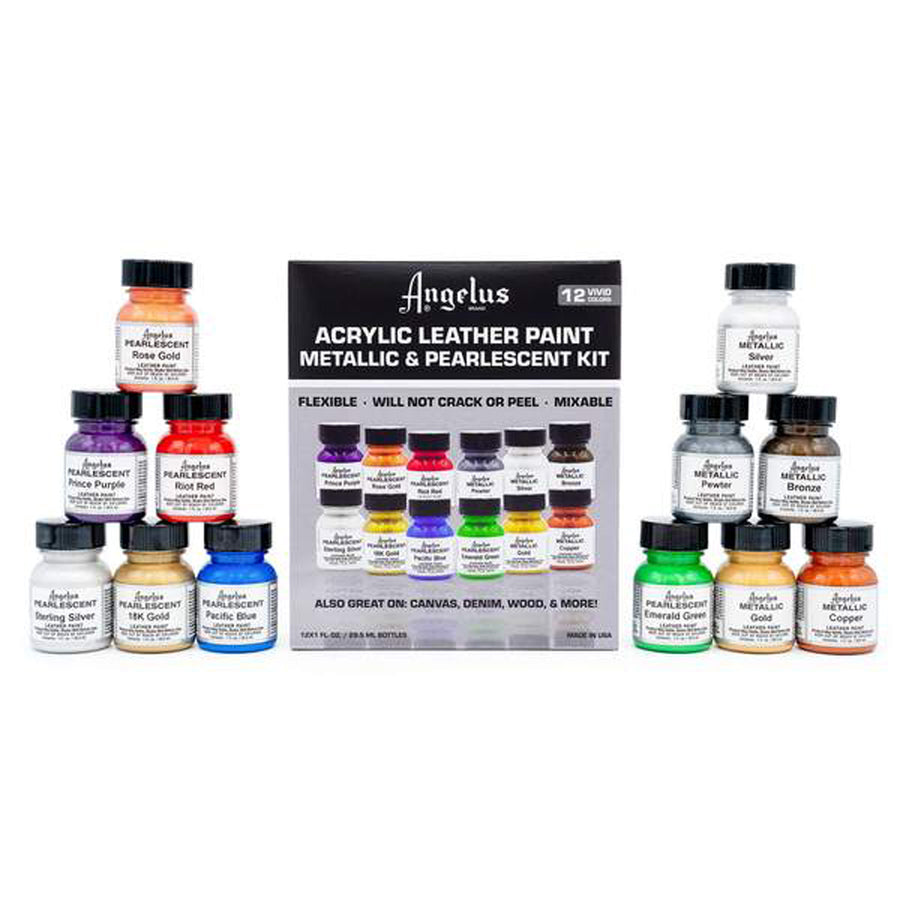 Angelus acrylic leather paint metallic and pearlescent kit - Uhorse