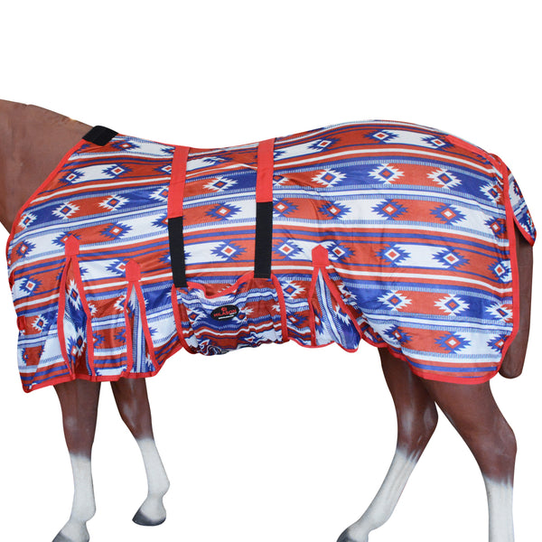 Hilason Horse Fly Sheet Uv Protect Mesh Bug Mosquito Summer Red Aztec - Uhorse
