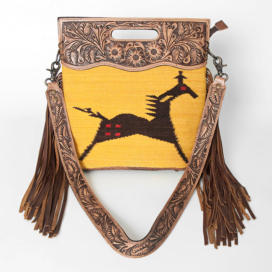 American Darling Clutch Hand Tooled Saddle Blanket Fabric Genuine Leather Western Women Bag Handbag Purse | Purses for Cute