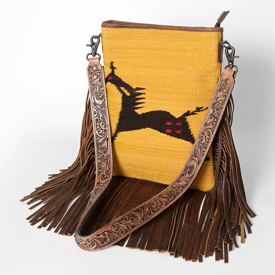 American Darling Large Crossbody Saddle Blanket Fabric Genuine Leather Western Women Bag Handbag Purse | Cute - Uhorse
