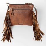 American Darling Western Cross body Bag Hand Tooled Floral Leather & Hand Woven Saddle Blanket with Fringes