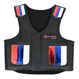 HILASON Bull Riding Vest Kids Junior Youth Bull Pro Rodeo Leather Blue/Metallic Red | Youth Rodeo Vest | Leather Vest | Horse Riding Protective Vest | Junior Vest
