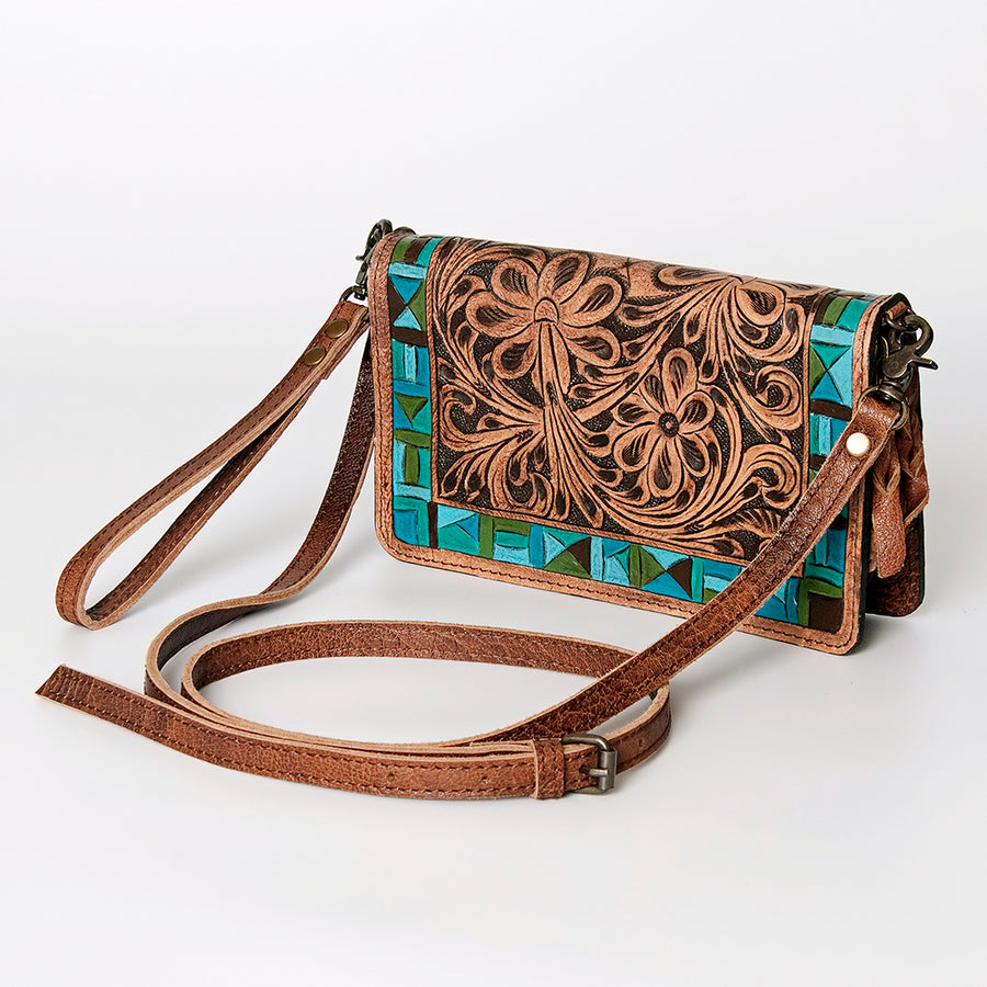 American Darling Hand Tooled Leather Organiser Bag - Hilason