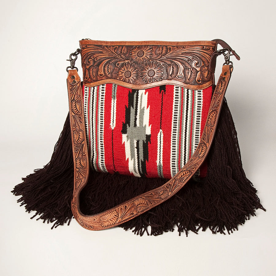 American Darling Large Crossbody Hand Tooled Saddle Blanket Genuine Leather Women Bag Western Handbag Purse - Uhorse