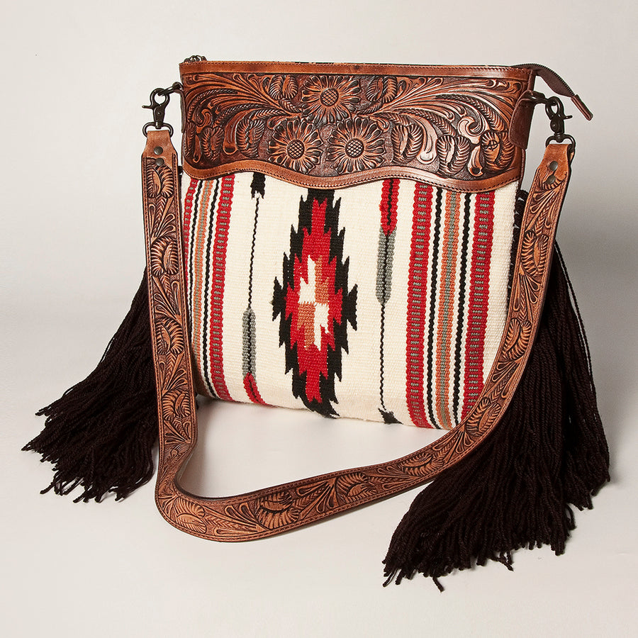 American Darling Small Crossbody Hand Tooled Saddle Blanket Genuine Leather Women Bag Western Handbag Purse - Uhorse