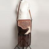 American Darling Cross Body Hand Tooled Hair On Genuine Leather Women Bag Western Handbag Purse