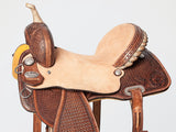 HILASON Western Horse Barrel Racing Saddle Trail American Leather Brown