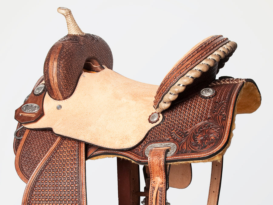 Bar H Equine American Leather Horse Saddle Tack One Ear Headstall | Breast Collar Browband Wither Strap Set BER252