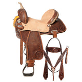 HILASON Western Horse Barrel Racing Saddle Trail American Leather Brown