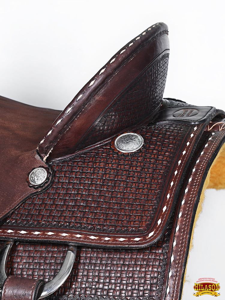 HILASON Western Horse Saddle Leather Ranch Roping Cowboy | Treeless for Horses Skirting