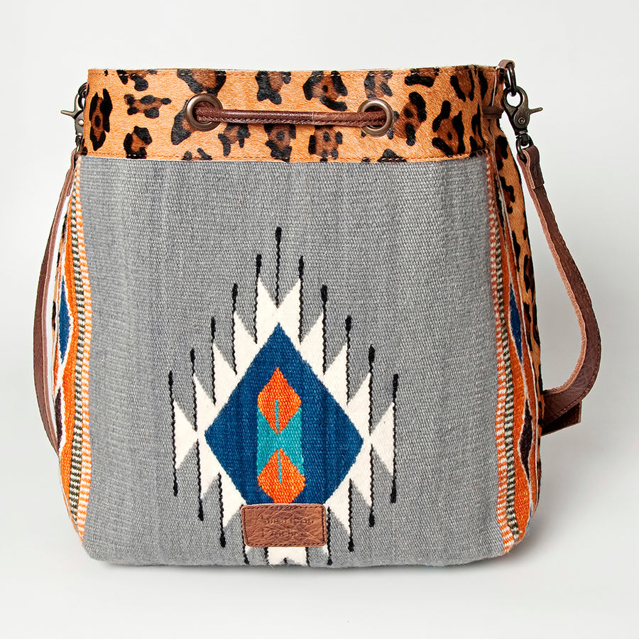 American Darling Bucket Bag Hand Woven Saddle Blanket Hair-On Cowhide Genuine Leather Western Purse with YKK Zipper