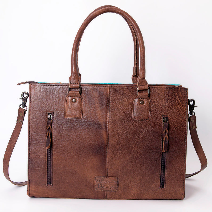 American Darling Tote Bag Hand Woven Saddle Blanket Genuine Leather Western Purse with YKK Zipper & Well-compartmentalized