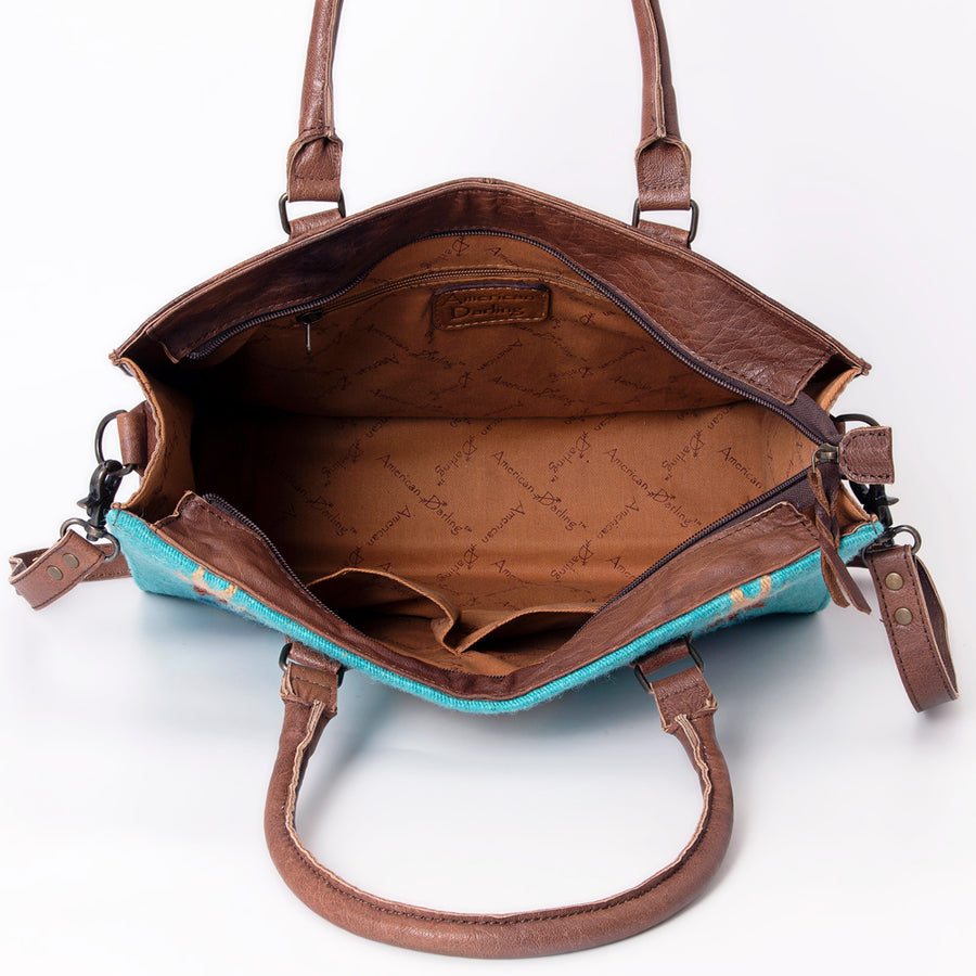 American Darling Tote Bag Hand Woven Saddle Blanket Genuine Leather Western Purse with YKK Zipper & Well-compartmentalized