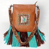 American Darling Messenger Hand Tooled Hair On Genuine Leather W.