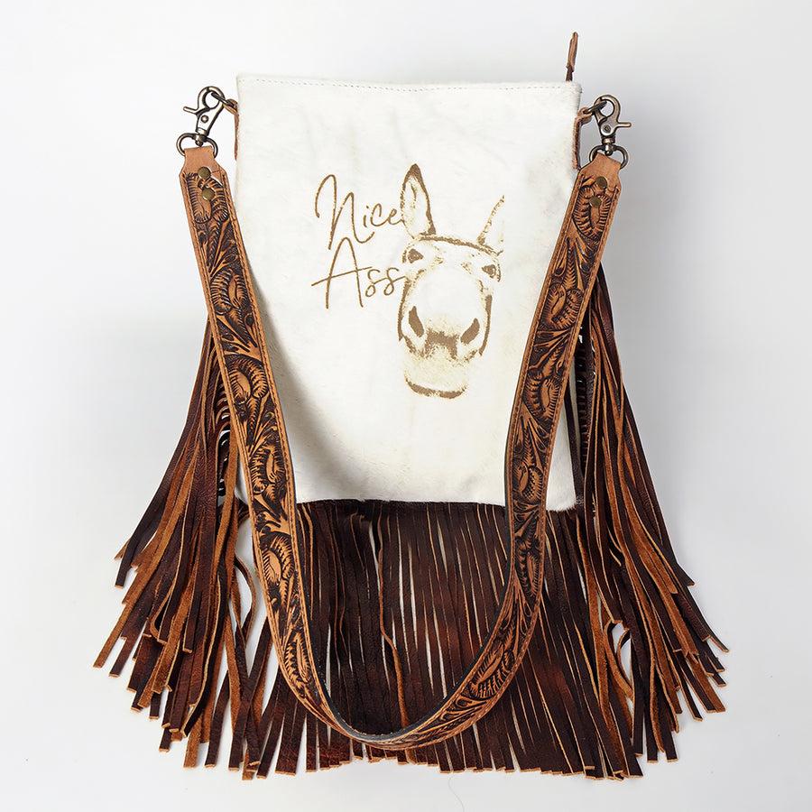 American Darling Messenger Hand Tooled Hair On Genuine Leather Western Women Bag Handbag Purse | Cute