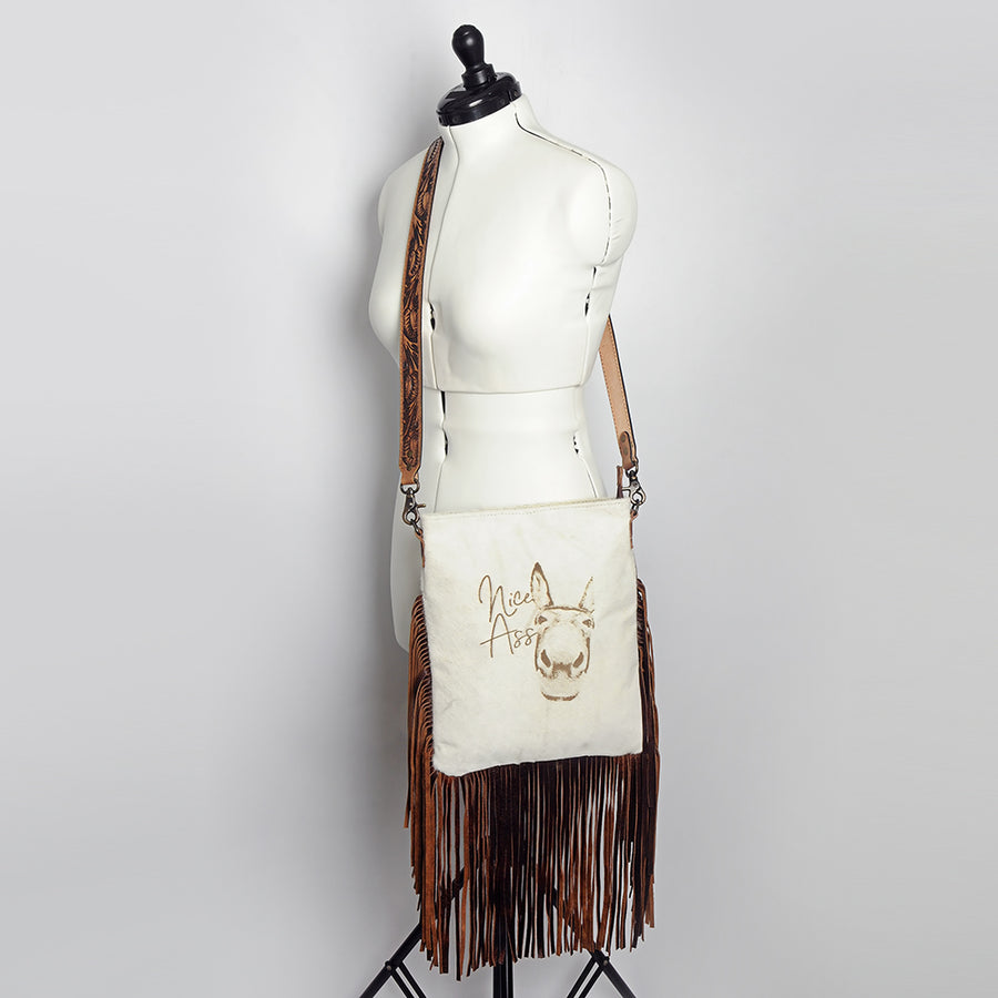American Darling Messenger Hand Tooled Hair On Genuine Leather Western Women Bag Handbag Purse | Cute