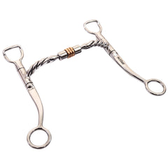 Bar H Equine Med Port Cavalry Shank Horse Bit – Stainless Steel With Copper Roller Ring, 5" Mouth