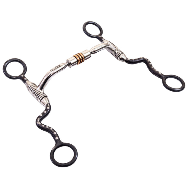 Bar H Equine Grazing H. Mouth Bit W/Copper Roller Ring by Hilason – Cowboy and equestrian accessories