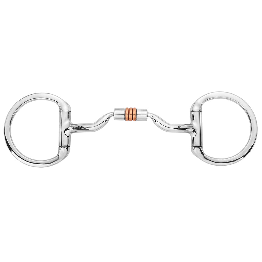 BAR H EQUINE Eggbutt D Ring Snaffle Tongue Relief Bit with Low Port and Copper Roller - Uhorse