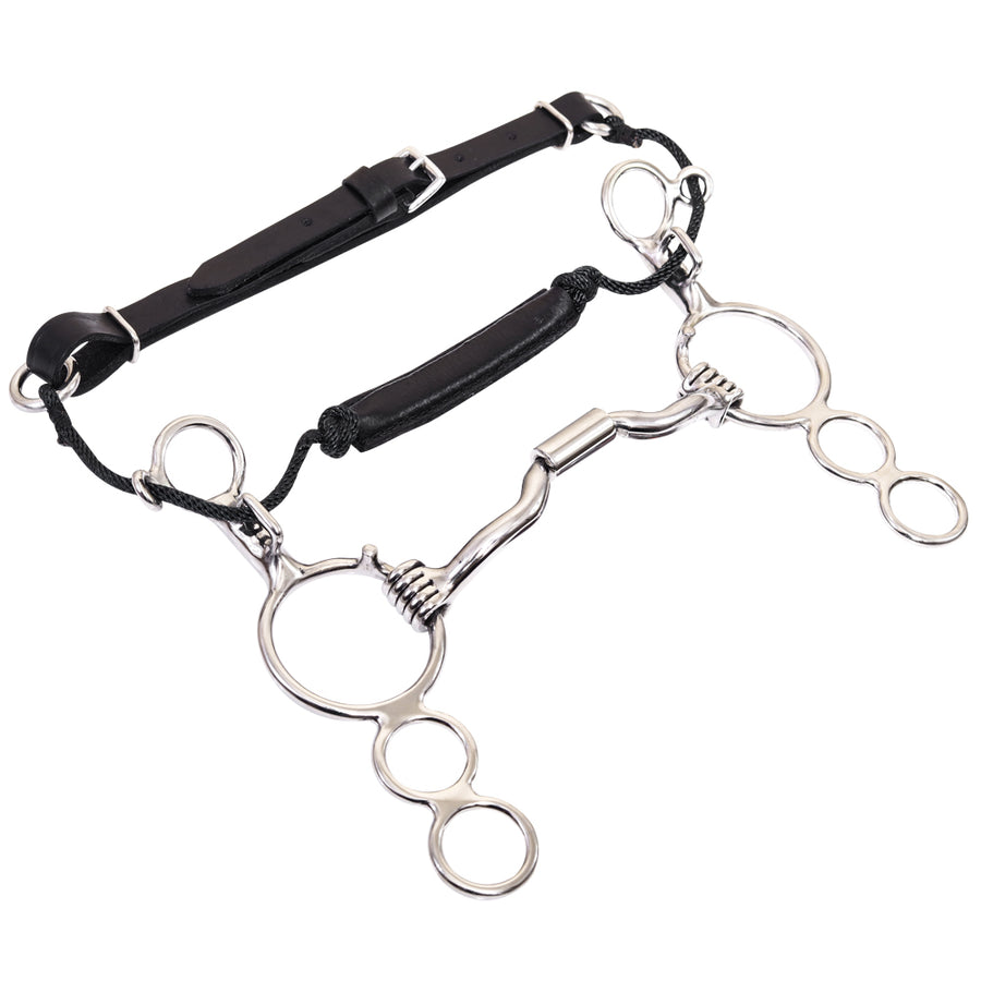 BAR H EQUINE O Ring medium Port Snaffle Bit Combination with Leather strap | Bits for Horses Horse and bridles - Uhorse