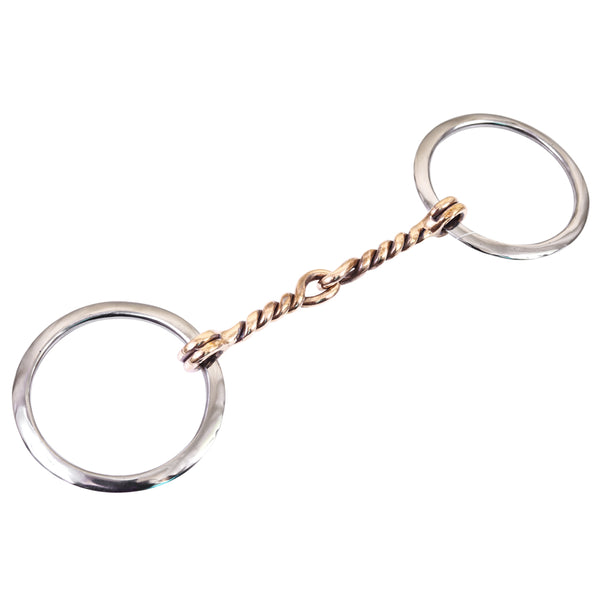 BAR H EQUINE Broken Twisted Wire Copper Mouth O Ring Snaffle Bit | Bits for Horses Horse and bridles - Uhorse