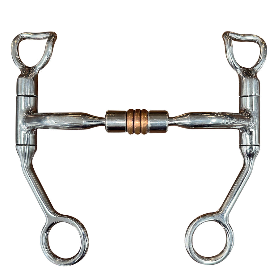 BAR H EQUINE 5 In Mouth Curb Bit Stainless Steel with Copper Ring - Uhorse