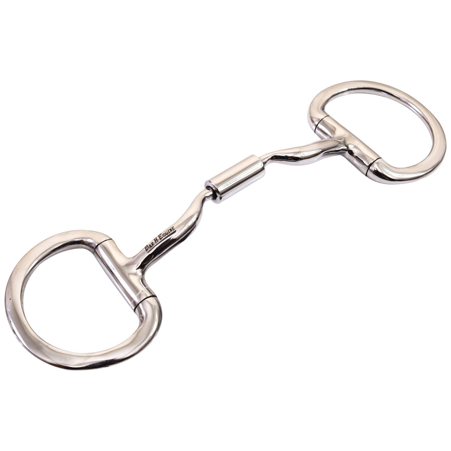 BAR H EQUINE Stainless Steel Medium Port D Ring W/Roller Snaffle Bit | Bits for Horses Horse Snaffle and bridles - Uhorse